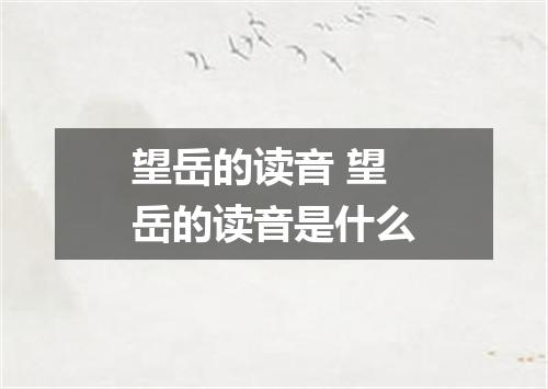 望岳的读音 望岳的读音是什么