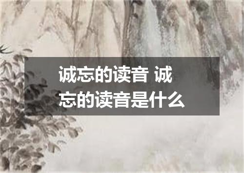 诚忘的读音 诚忘的读音是什么