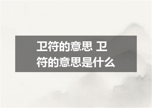 卫符的意思 卫符的意思是什么