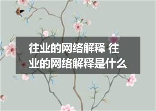 往业的网络解释 往业的网络解释是什么