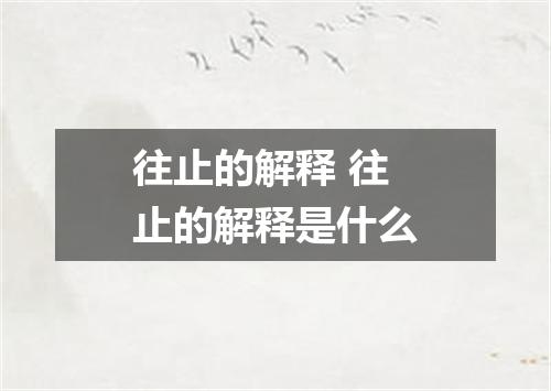 往止的解释 往止的解释是什么
