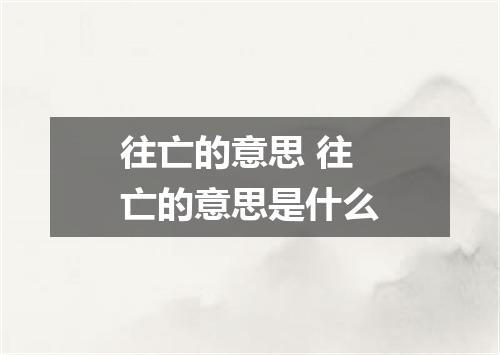 往亡的意思 往亡的意思是什么