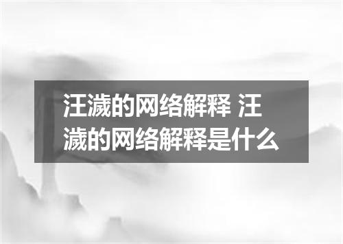 汪濊的网络解释 汪濊的网络解释是什么