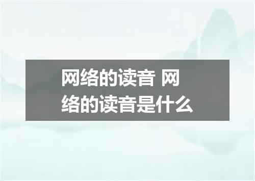 网络的读音 网络的读音是什么