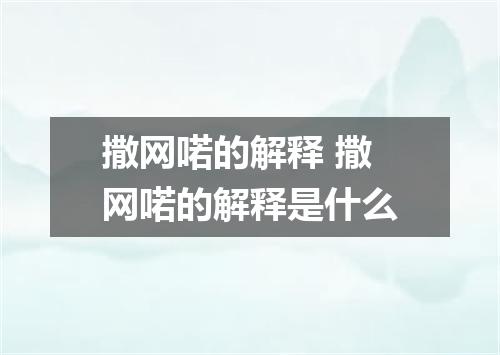 撒网喏的解释 撒网喏的解释是什么