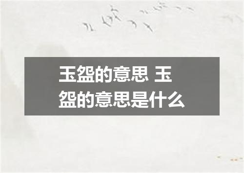 玉盌的意思 玉盌的意思是什么