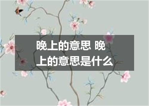 晚上的意思 晚上的意思是什么