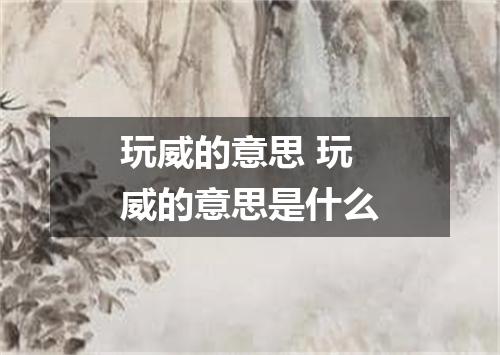 玩威的意思 玩威的意思是什么
