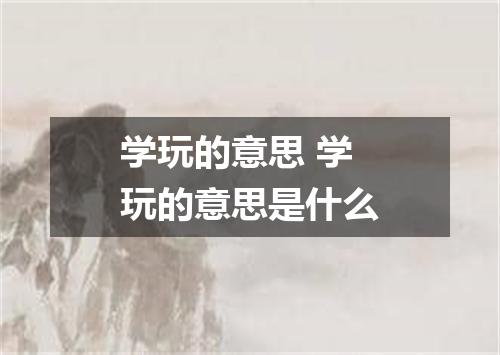 学玩的意思 学玩的意思是什么