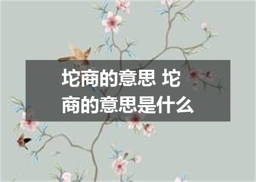 坨商的意思 坨商的意思是什么
