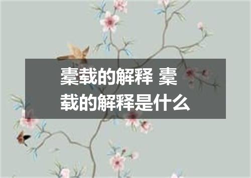 橐载的解释 橐载的解释是什么