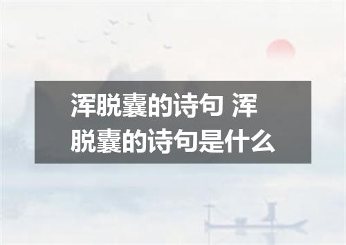 浑脱囊的诗句 浑脱囊的诗句是什么