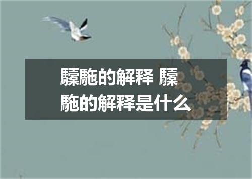 驝駞的解释 驝駞的解释是什么