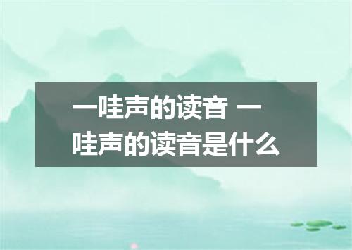 一哇声的读音 一哇声的读音是什么