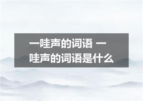 一哇声的词语 一哇声的词语是什么