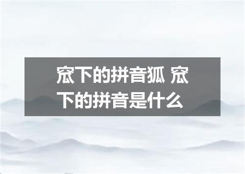 窊下的拼音狐 窊下的拼音是什么