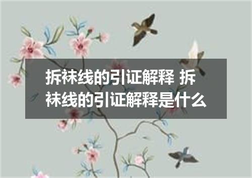 拆袜线的引证解释 拆袜线的引证解释是什么