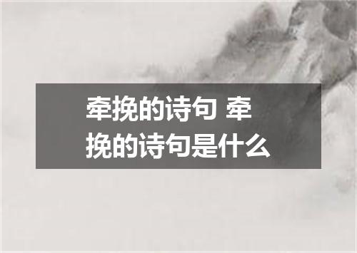 牵挽的诗句 牵挽的诗句是什么