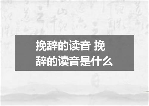 挽辞的读音 挽辞的读音是什么