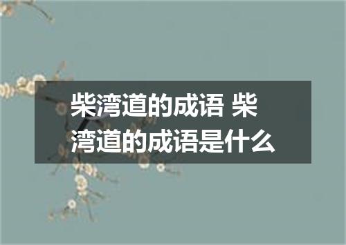 柴湾道的成语 柴湾道的成语是什么