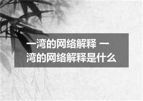 一湾的网络解释 一湾的网络解释是什么