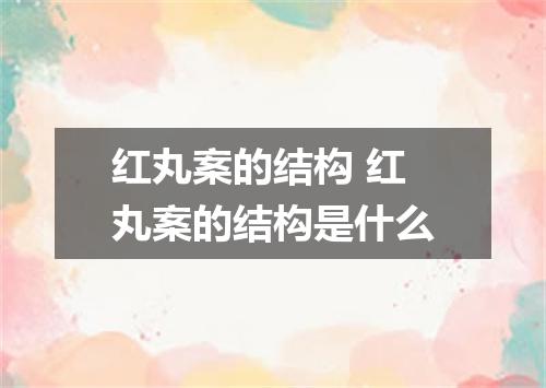 红丸案的结构 红丸案的结构是什么