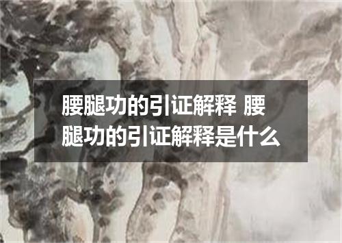 腰腿功的引证解释 腰腿功的引证解释是什么