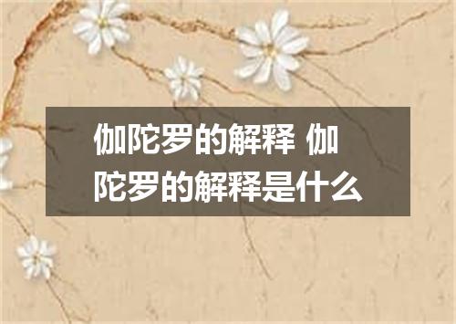 伽陀罗的解释 伽陀罗的解释是什么