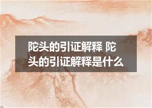 陀头的引证解释 陀头的引证解释是什么