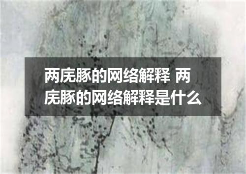 两庑豚的网络解释 两庑豚的网络解释是什么