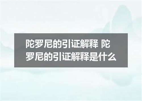 陀罗尼的引证解释 陀罗尼的引证解释是什么