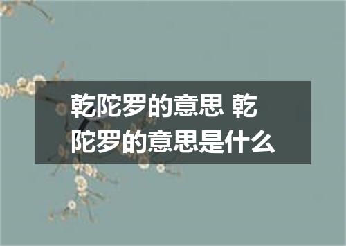 乾陀罗的意思 乾陀罗的意思是什么