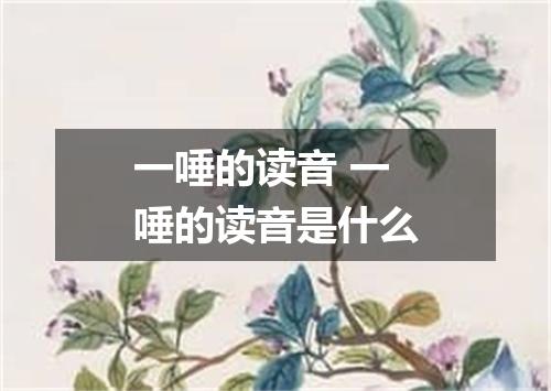 一唾的读音 一唾的读音是什么