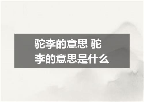 驼李的意思 驼李的意思是什么