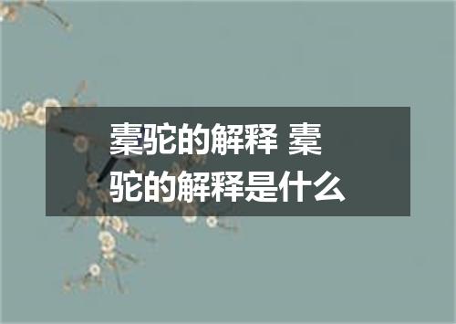 橐驼的解释 橐驼的解释是什么