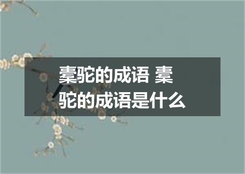 橐驼的成语 橐驼的成语是什么