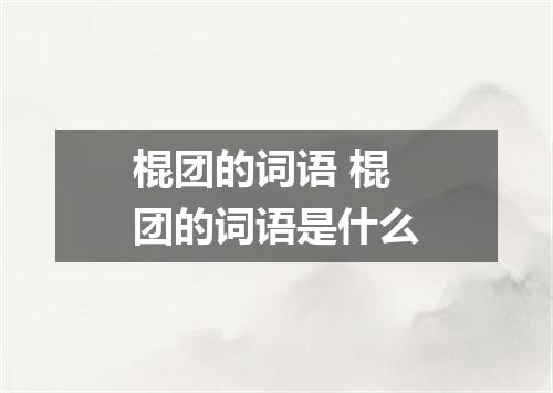 棍团的词语 棍团的词语是什么