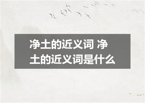 净土的近义词 净土的近义词是什么