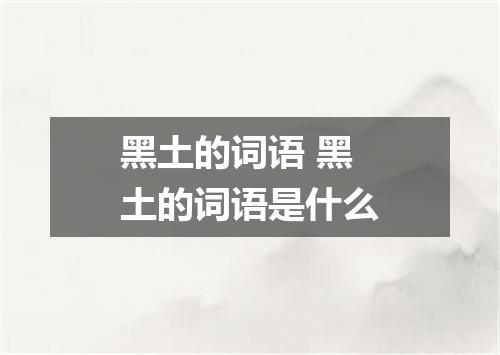 黑土的词语 黑土的词语是什么