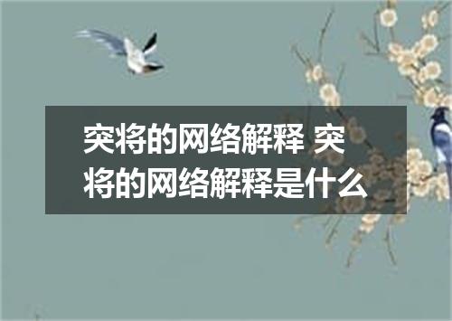 突将的网络解释 突将的网络解释是什么