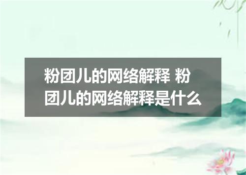 粉团儿的网络解释 粉团儿的网络解释是什么