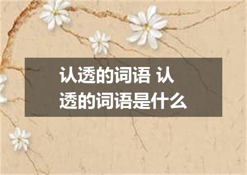 认透的词语 认透的词语是什么