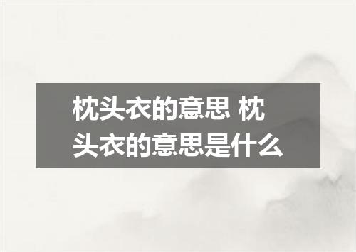 枕头衣的意思 枕头衣的意思是什么