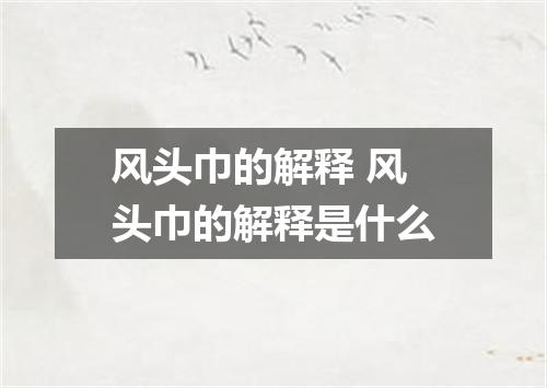风头巾的解释 风头巾的解释是什么