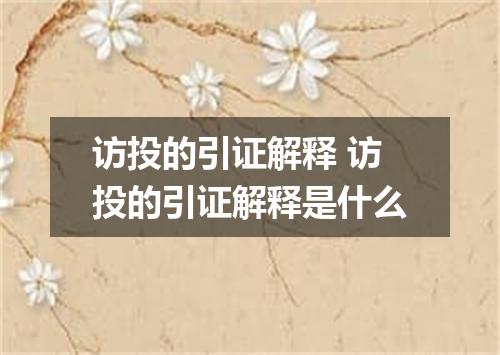 访投的引证解释 访投的引证解释是什么