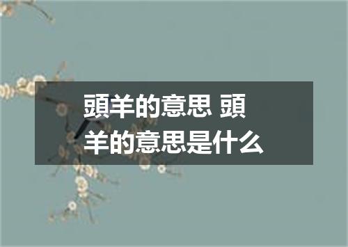 頭羊的意思 頭羊的意思是什么