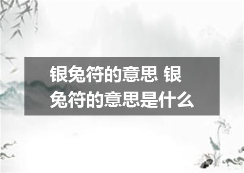 银兔符的意思 银兔符的意思是什么