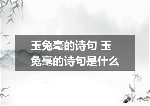 玉兔毫的诗句 玉兔毫的诗句是什么