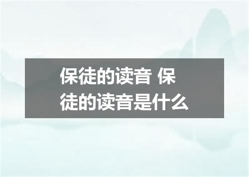 保徒的读音 保徒的读音是什么