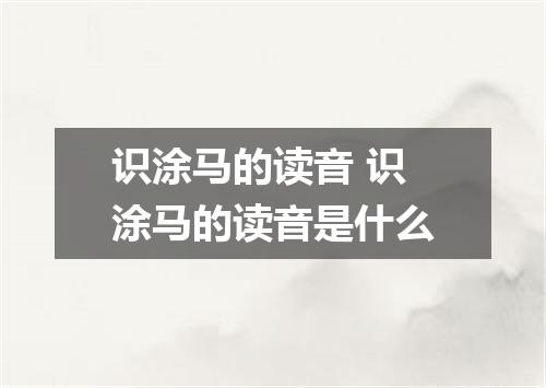 识涂马的读音 识涂马的读音是什么